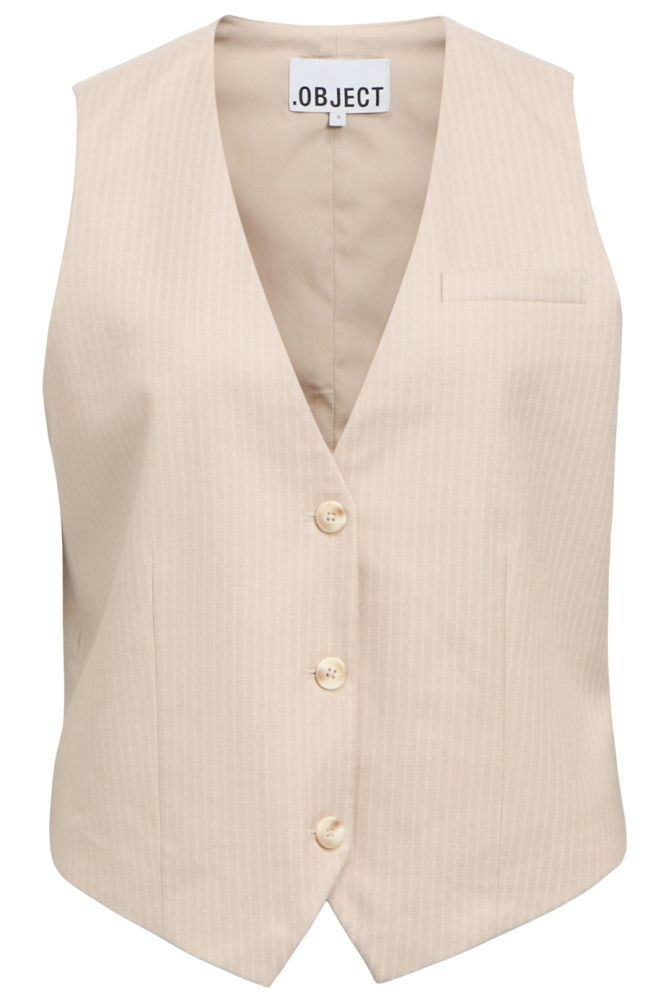 OBJLISA RE SHORT WAISTCOAT AOP E DI 23048250 SANDSHELL/CLOUD DANCER